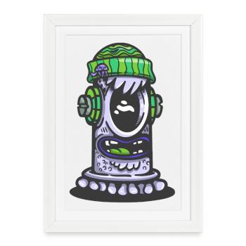 Lampe rétro verte de monstre - Affiche encadrée (27 × 37 cm) - blanc - Devant