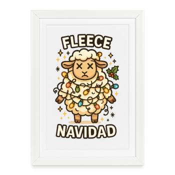 Fleece Navidad Christmas Sheep - Framed poster (27 × 37 cm) - white - Front