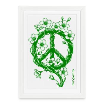 Symbole de la Paix en Fleurs - Affiche encadrée (27 × 37 cm) - blanc - Devant