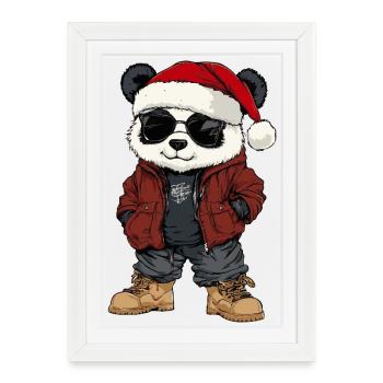 Panda Christmas Winter - Framed poster (27 × 37 cm) - white - Front
