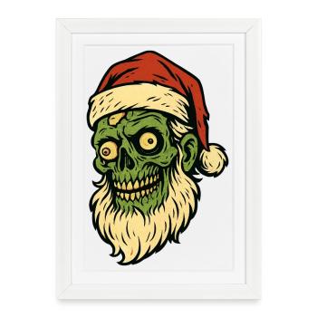 Santa Claus Zombie Horror Humor Holiday - Framed poster (27 × 37 cm) - white - Front