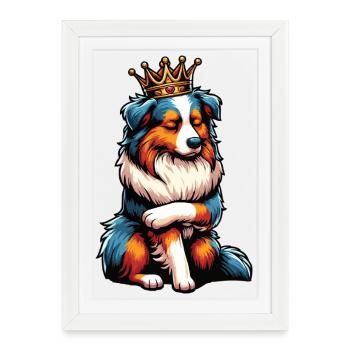 Berger australien Aussie Aussie Propriétaires Aussies - Affiche encadrée (27 × 37 cm) - blanc - Devant