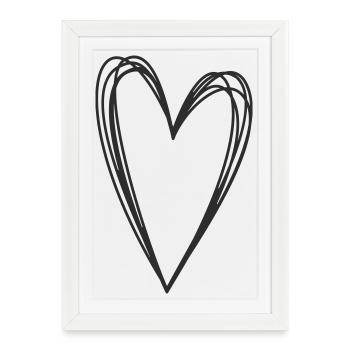 Hand Drawn Heart - Framed poster (27 × 37 cm) - white - Front