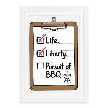 Liste de contrôle du barbecue Life Liberty - Affiche encadrée (27 × 37 cm) - blanc - Devant