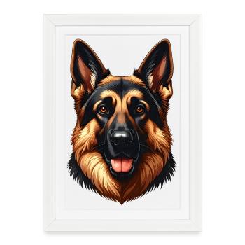 Berger allemand - Affiche encadrée (27 × 37 cm) - blanc - Devant
