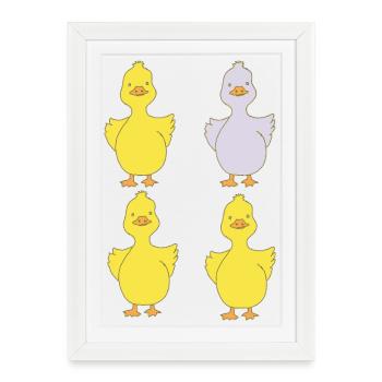 Four ducks one purple - Framed poster (27 × 37 cm) - white - Front
