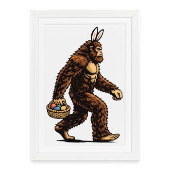 Bigfoot Easter Eggs Funny Sasquatch Hunter - Framed poster (27 × 37 cm) - white - Front