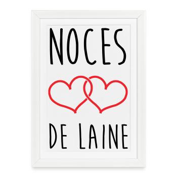 Noces de Laine 7 ans de mariage - Affiche encadrée (27 × 37 cm) - blanc - Devant