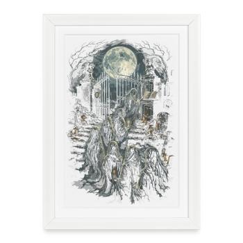 Humour gothique de cimetière - Affiche encadrée (27 × 37 cm) - blanc - Devant