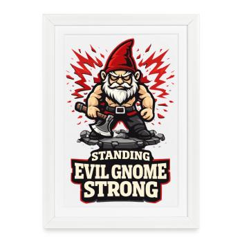 Evil Gnome, Dark Gnome, Goth Gnome, Funny Gnome - Framed poster (27 × 37 cm) - white - Front