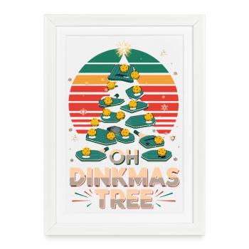 Oh Dinkmas Tree Funny Pickleball - Affiche encadrée (27 × 37 cm) - blanc - Devant