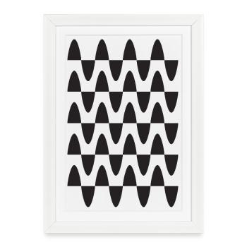 Midnight Wave Grid Pattern - Framed poster (27 × 37 cm) - white - Front