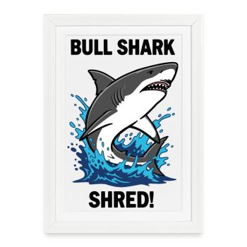 Bulldog Shark Shred Shark Sea Bull - Framed poster (27 × 37 cm) - white - Front