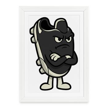 Grumpy Football Boot Funny Soccer Art - Affiche encadrée (27 × 37 cm) - blanc - Devant