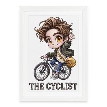 Aventure des cyclistes Chibi - Affiche encadrée (27 × 37 cm) - blanc - Devant