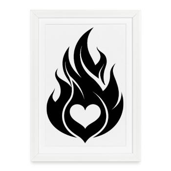 Abstract Fire Heart - Framed poster (27 × 37 cm) - white - Front