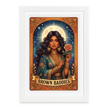 Méchants bruns : Déesse de la Nuit et de la Rose - Affiche encadrée (27 × 37 cm) - blanc - Devant