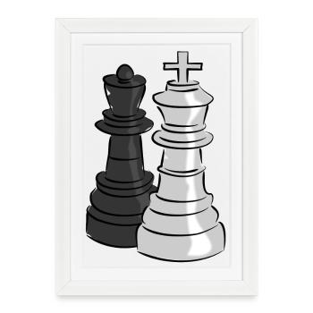 échecs - Affiche encadrée (27 × 37 cm) - blanc - Devant