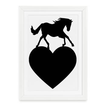 Cheval avec coeur - Affiche encadrée (27 × 37 cm) - blanc - Devant