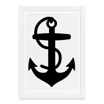 Ancre pour bateau ou navire avec marin à corde - Affiche encadrée (27 × 37 cm) - blanc - Devant