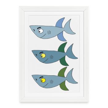 shark 3 brothers - Framed poster (27 × 37 cm) - white - Front