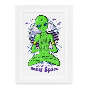 Méditation extraterrestre - Repos ovni pour l’espace intérieur - Affiche encadrée (27 × 37 cm) - blanc - Devant
