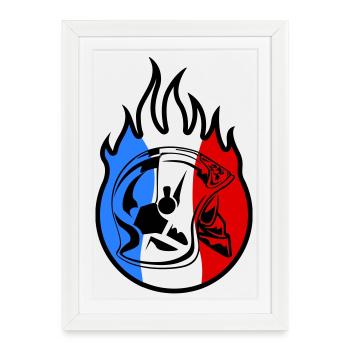 casque sp flamme 3b - Affiche encadrée (27 × 37 cm) - blanc - Devant