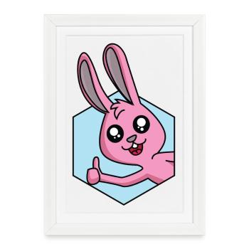Bunny Thumbs Up - Framed poster (27 × 37 cm) - white - Front