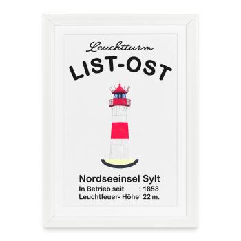 Liste des phares - Est sur Sylt, dessin - Affiche encadrée (27 × 37 cm) - blanc - Devant