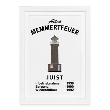 Island Juist, Old Memmert Fire, Lighthouse - Framed poster (27 × 37 cm) - white - Front