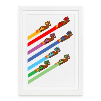 Drôles d’escargots de course - Affiche encadrée (27 × 37 cm) - blanc - Devant