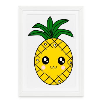 Carnaval, Carnaval, costumes, ananas - Affiche encadrée (27 × 37 cm) - blanc - Devant