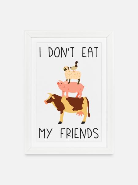 Ich esse meine Freunde nicht - Gerahmtes Poster (27 × 37 cm) - Weiß