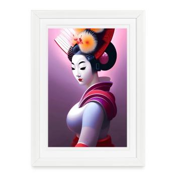 Geisha 9 - Affiche encadrée (27 × 37 cm) - blanc - Devant