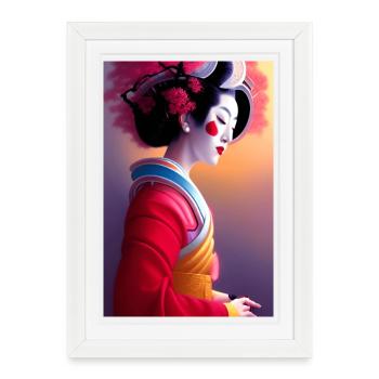 Geisha 8 - Affiche encadrée (27 × 37 cm) - blanc - Devant