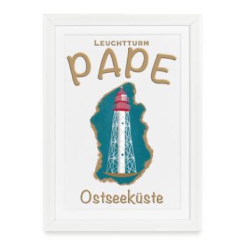 Lettonie Phare Pape, mer Baltique, - Affiche encadrée (27 × 37 cm) - blanc - Devant
