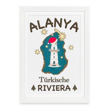 Noël, Turquie Alanya, Phare - Affiche encadrée (27 × 37 cm) - blanc - Devant
