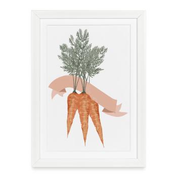 Three carrots in a bunch with blank banner - Framed poster (27 × 37 cm) - white - Front