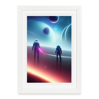Astronaute, Espace - Affiche encadrée (27 × 37 cm) - blanc - Devant