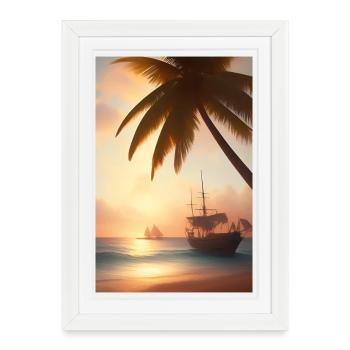 Caraïbes Palm Beach - Affiche encadrée (27 × 37 cm) - blanc - Devant