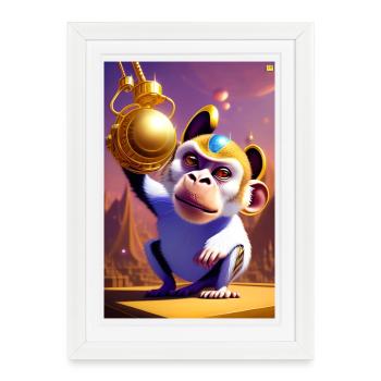 Singe cool - Affiche encadrée (27 × 37 cm) - blanc - Devant