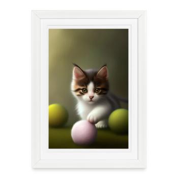 Bébé chat - Affiche encadrée (27 × 37 cm) - blanc - Devant