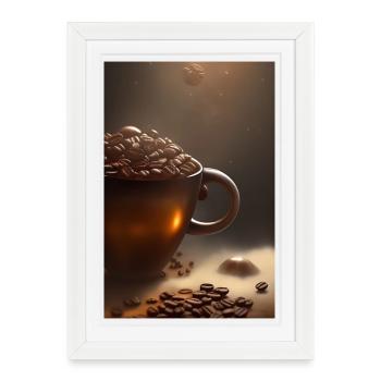 Café, grains de café - Affiche encadrée (27 × 37 cm) - blanc - Devant