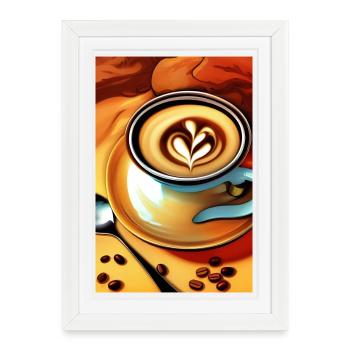 Café, grains de café - Affiche encadrée (27 × 37 cm) - blanc - Devant