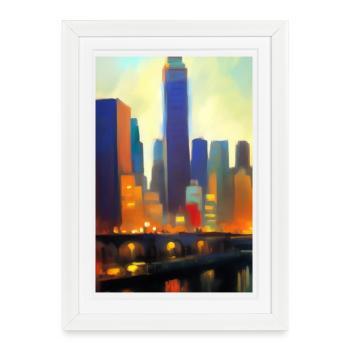 Horizon de la ville de New York - Affiche encadrée (27 × 37 cm) - blanc - Devant