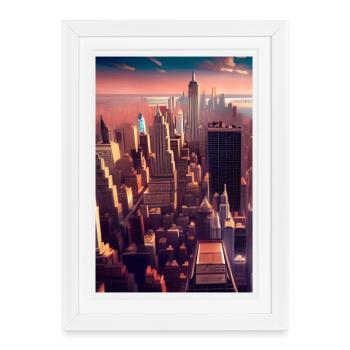 Horizon de la ville de New York - Affiche encadrée (27 × 37 cm) - blanc - Devant