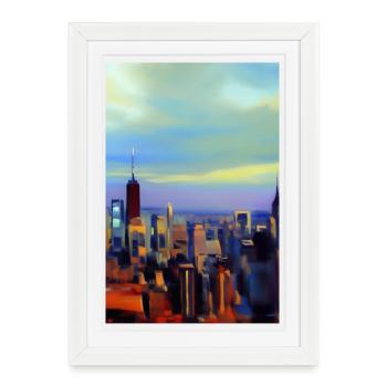 Horizon de la ville de New York - Affiche encadrée (27 × 37 cm) - blanc - Devant