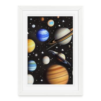 Espace et planètes - Affiche encadrée (27 × 37 cm) - blanc - Devant