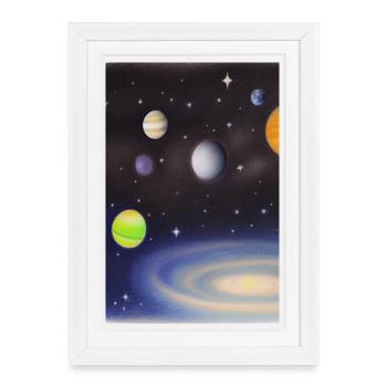 Espace et planètes - Affiche encadrée (27 × 37 cm) - blanc - Devant