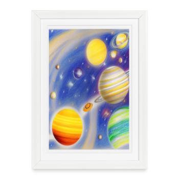 Espace et planètes - Affiche encadrée (27 × 37 cm) - blanc - Devant